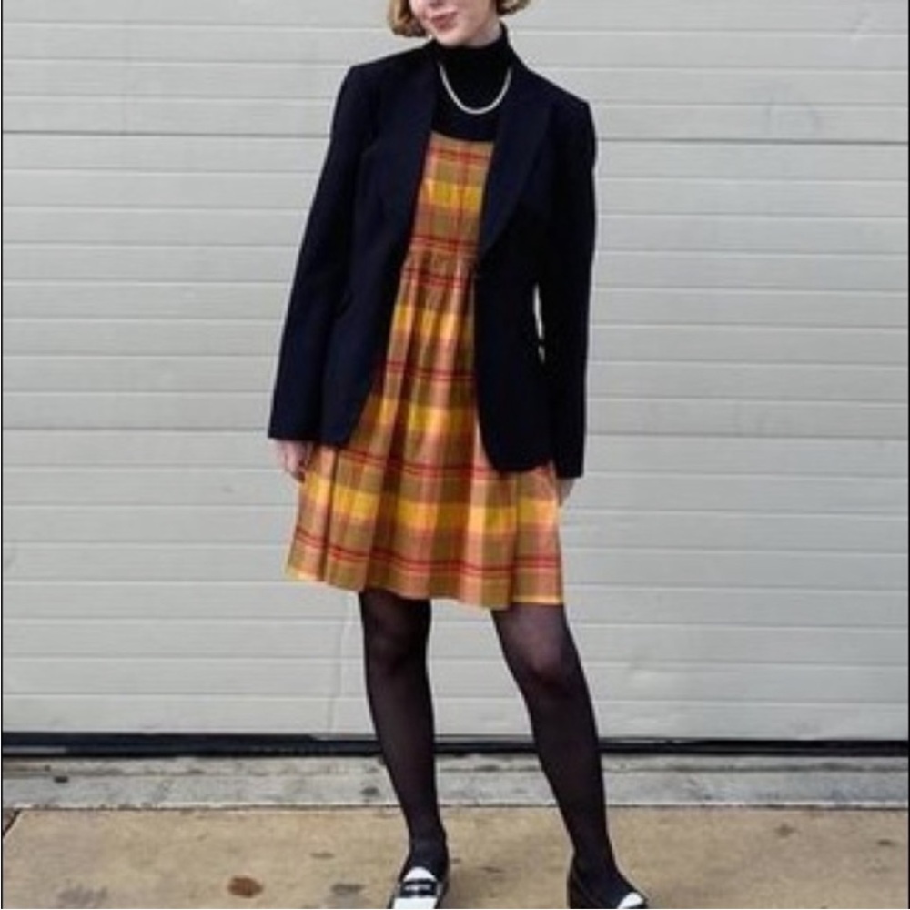 Madewell Plaid Babydoll Dress Sz M - Picture 4 of 11